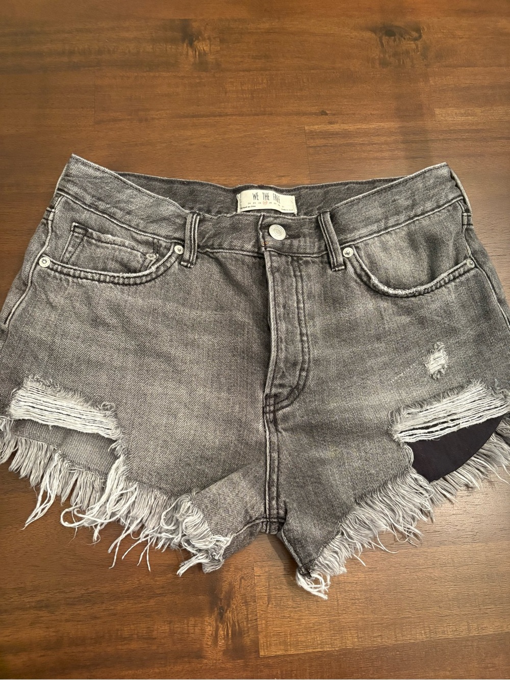 We the Free Gray Soft Denim Button Fly Cutoff Style Distressed Shorts Sz 27